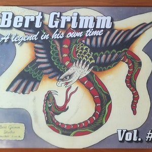 Bert Grimm Traditional Vintage Style Tattoo Flash Book 47 Pages 11x14 Eagles USA, Great Investment For Any Tattoo Shop!