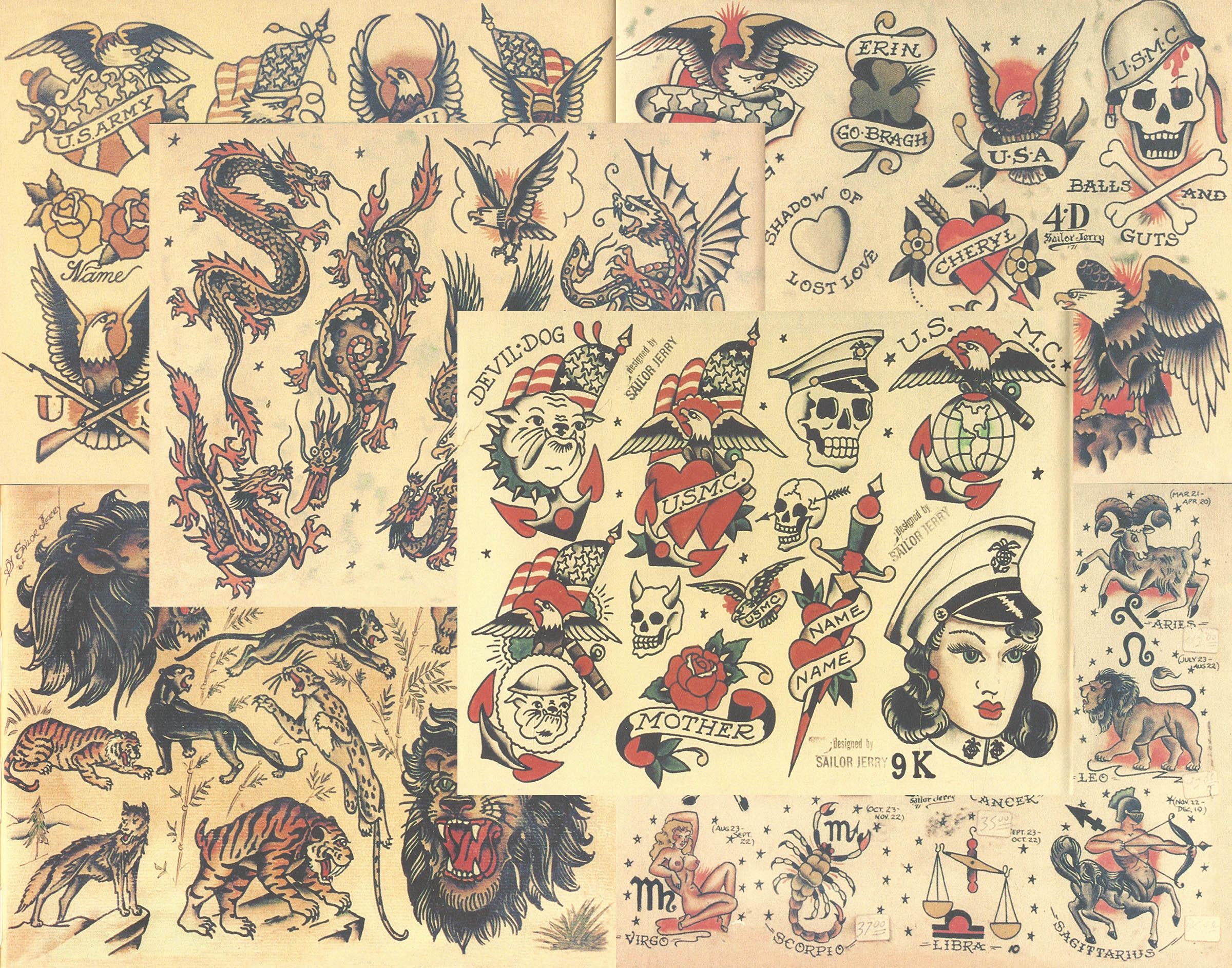 Sailor Jerry Traditional Vintage Style Tattoo Flash 50 Sheets