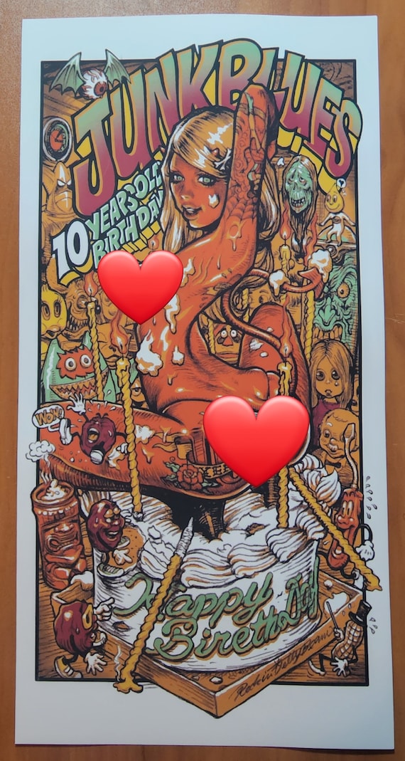 Rockin Jelly Bean Junk Blues Happy 10 Years Old Birthday POSTER