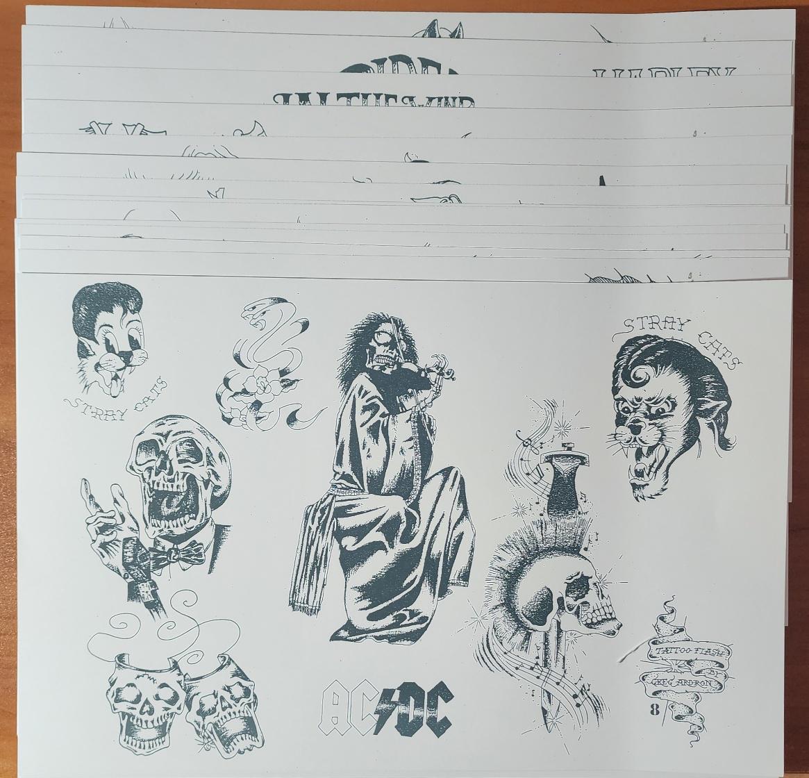 1989 OLD VINTAGE Greg Ardron, Traditional Tattoo Flash 20 Sheet