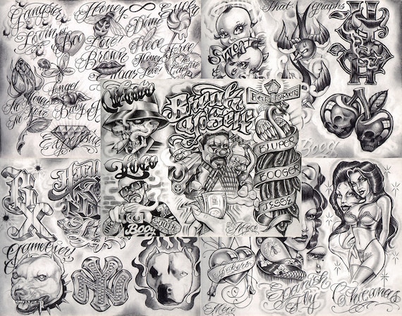 Buy Boog From the Streets With Love Gangsta Style Tattoo Flash 10 Online in India - Etsy