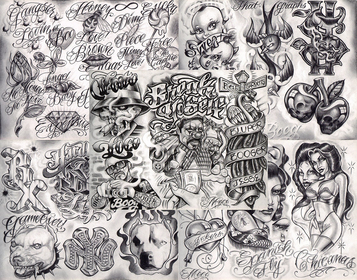 Boog From the Streets With Love Gangsta Style Tattoo Flash 10 - Etsy Boog From the Streets With Love Gangsta Style Tattoo Flash 10 - Etsy