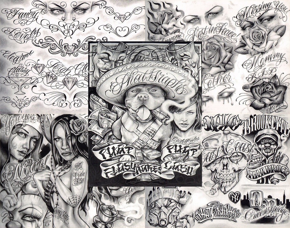Boog From the Streets With Love Gangsta Style Tattoo Flash 10 Sheet Set ...
