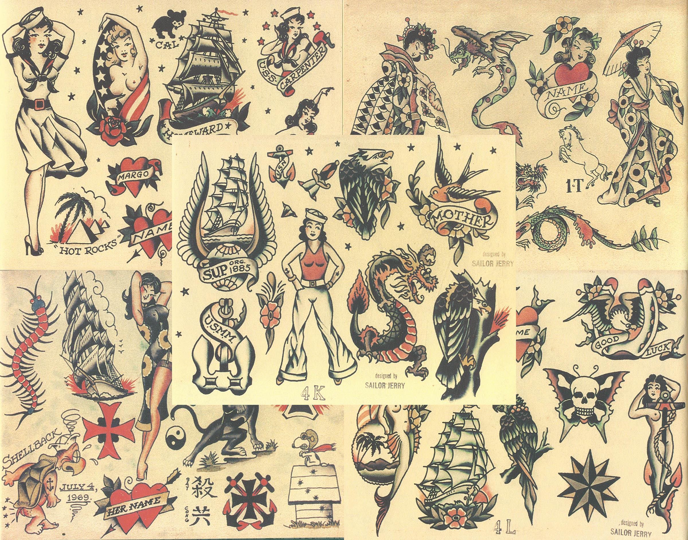 Sailor Jerry Traditional Vintage Style Tattoo Flash 50 Sheets