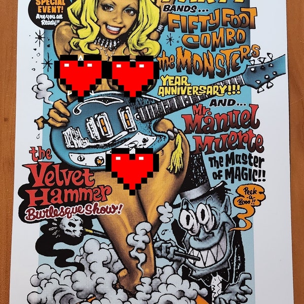 Rockin Jelly Bean Klang Und Kleid Art Poster, Print, Velvet Hammer Burlesque 2008. Marked "PROMOTIONAL USE ONLY" On Back