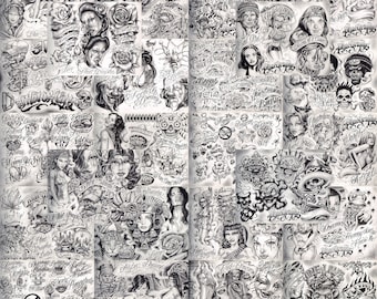 Boog From The Streets With Love Gangsta Style Tattoo Flash 46 Sheet Set 11x14", Great Tattoo Shop Investment For Display, Lowrider Artwork