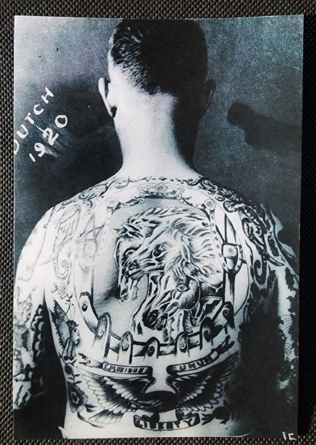 Vintage Percy Waters Traditional Back Tattoo Artist, 3 Horses