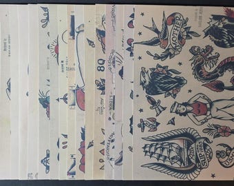 Sailor Jerry Traditional Vintage Style Tattoo Flash 19 Sheets 11x14" Old School