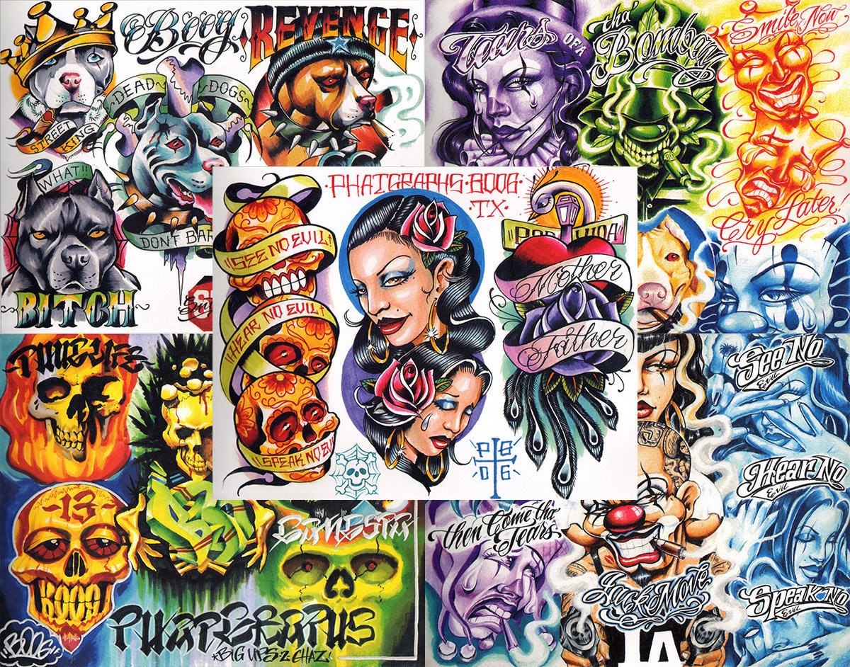Boog From the Streets With Love Gangsta Style Tattoo Flash