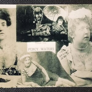 vintage Percy Waters Tatoueur traditionnel, femme tatouée N&B Photo Carte postale 4X6 Old Tattoo Picture