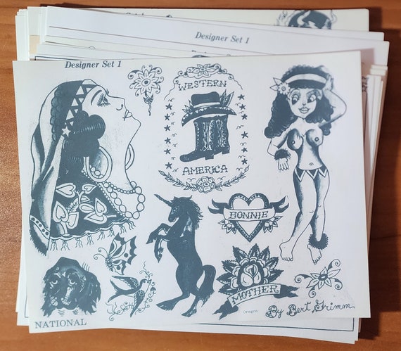 Traditional Vintage 1981 National 25 Sheet Tattoo Flash Set