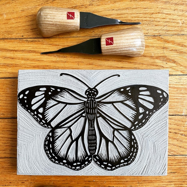 Butterfly Linocut Etsy