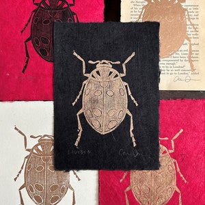 Ladybug- Hand-Carved & Hand-Pressed Linocut Print