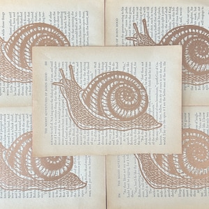 Snail - Hand-carved and Hand-pressed Linocut Print
