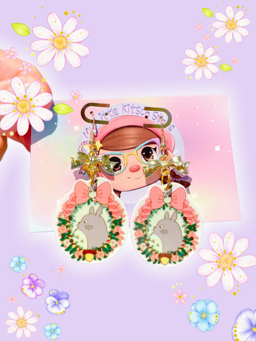 Kitschy Kawaii Totoro Pastel Fairykei Dangle Earrings Etsy