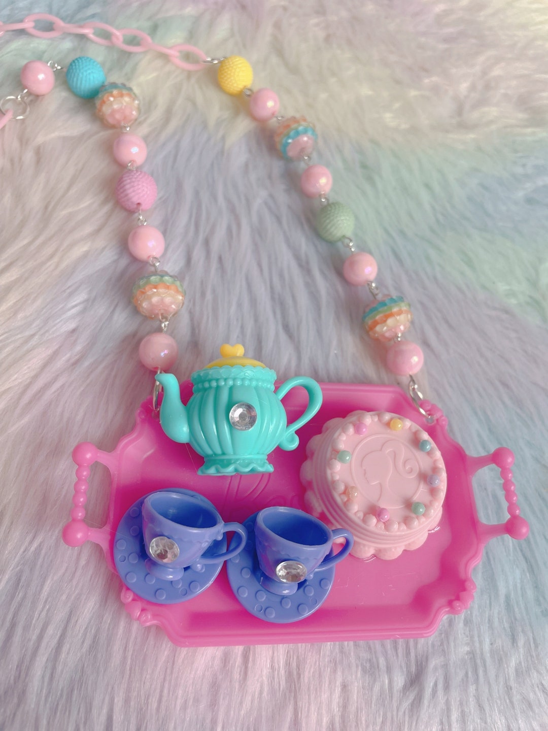 Kitschy Kawaii Kidcore Fairykei Barbie Toy Statement Necklace Etsy