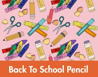 Back to School, Pencil Bag PNG, Pencil Box Preschool PNG, Kindergarten, Cute Pencils, Back to School Bulletin Board, Bulletin Board Kit