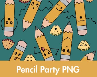 Back to School, Pencil Party PNG, Pencil Box, Preschool PNG, Kindergarten, Cute Pencils, Back to School Bulletin Board, Bulletin Board Kit