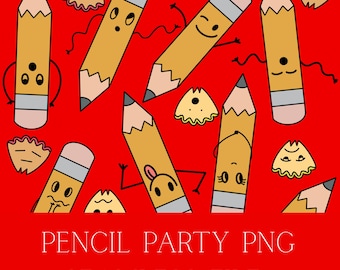 Back to School, Pencil Party PNG, Pencil Box, Preschool PNG, Kindergarten, Cute Pencils, Back to School Bulletin Board, Bulletin Board Kit