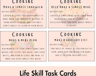 Tarjetas de actividades de habilidades para la vida para niños. Actividades de habilidades para la vida. Tarjetas de actividades imprimibles. Habilidades para la vida cotidiana. Habilidades de desarrollo infantil. Educación en el hogar.