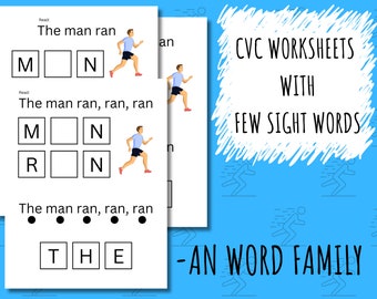 CVC Worksheets AT Word Family Decodable Reader Preschool Activities ...
