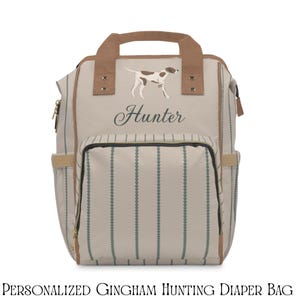 Personalized Custom Baby Name English Pointer Hunting Dog Diaper Bag, Baby Shower Gift Idea, Mother's Day Present, Baby Boy and Girl