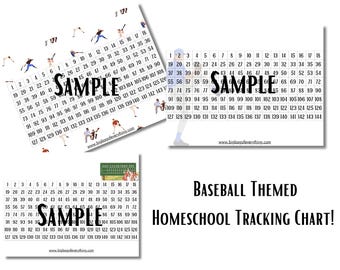 Homeschool Tracker | 144 Day Chart | Homeschool Planner | Homeschool Schedule | PDF Print | Homeschooling | Baseball Theme