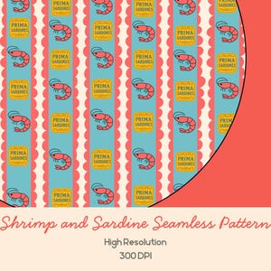 Sardine Fisherman Aesthetic png seamless pattern Digital Paper
