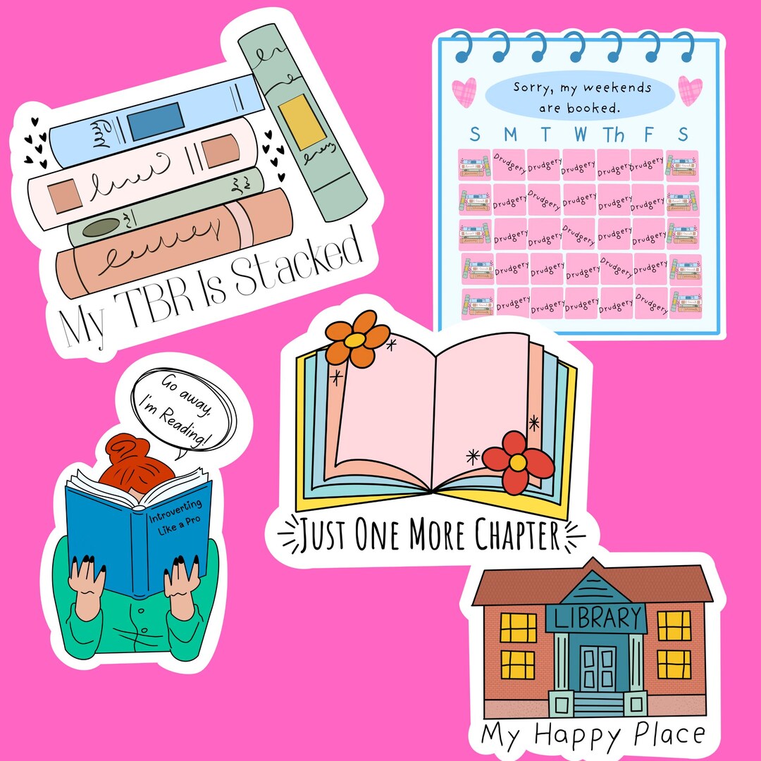 Book Sticker Bundle Sticker Reading Clipart Book Club Sticker Book ...