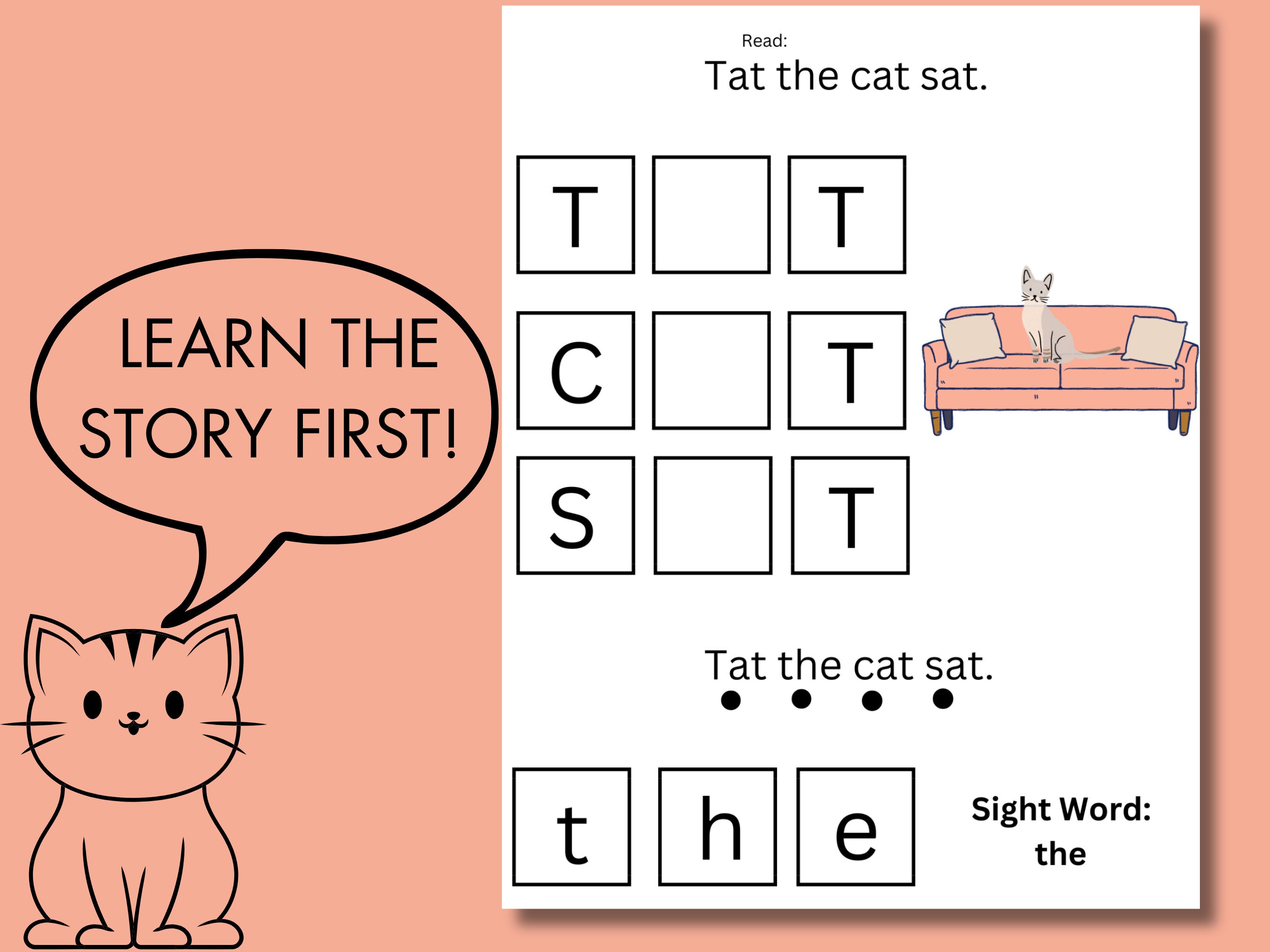 CVC Worksheets AT Word Family Decodable Reader Preschool Activities ...