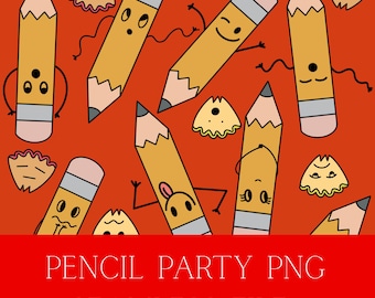 Back to School, Pencil Party PNG, Pencil Box, Preschool PNG, Kindergarten, Cute Pencils, Back to School Bulletin Board, Bulletin Board Kit