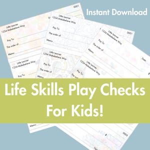 Life Skills Play Checks for Kids Financial Literacy PDF Preschool Curriculum Kindergarten Curriculum Homeschool Curriculum Math Worksheets
