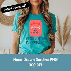 Sardine Shirt PNG Sardinen Fischer Ästhetik Dosenfisch Sardinendose Sardinendose Illustration Sofort Download