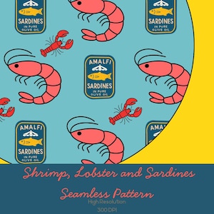 Sardine Seamless Pattern Coastal Wallpaper Fisherman Aesthetic Mediterranean Digital Art La Dolce Vita Coastal Kitchen Colorful Wallpaper