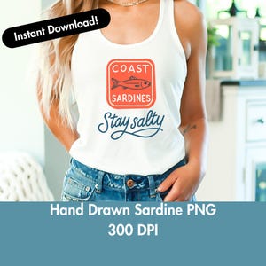 Fischer Ästhetische Sardine Dosen Illustration Sardine Shirt PNG für Damenbekleidung