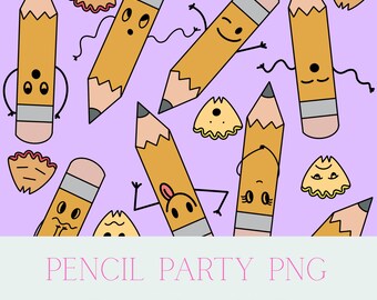 Back to School, Pencil Party PNG, Pencil Box, Preschool PNG, Kindergarten, Cute Pencils, Back to School Bulletin Board, Bulletin Board Kit