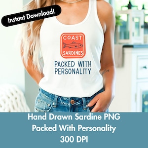 Sardine kann Illustration Shirt PNG Sardine Sardine Fischer Ästhetische Sardinen Shirt Sardine Kunstdruck Digitaler Download