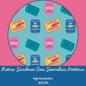 La Dolce Vita Sardine Can Fisherman Aesthetic png seamless pattern