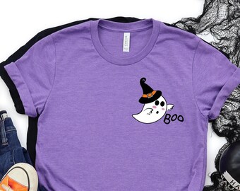 Ghost Pocket Shirt, Boo Ghost Shirt, Halloween T-Shirt, Halloween Party T-shirt, Funny Halloween Gift, Women Halloween Shirt, Spooky T-Shirt