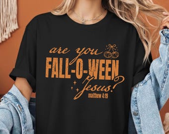 Camiseta "¿Eres Jesús en otoño?", camiseta retro con versículo bíblico otoñal, camiseta cristiana unisex de otoño, camiseta de Mateo 4:19, camiseta de calabaza con fe.