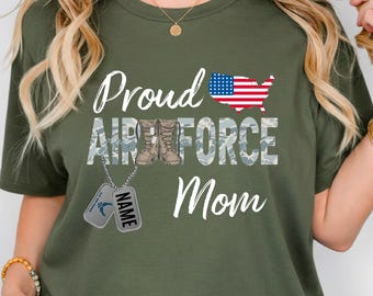 Proud Air Force Mom Dad Sister Brother Custom Shirt, Personalized Air Force Family Gift, Military Support Tee, Camo Air Force Member Tee