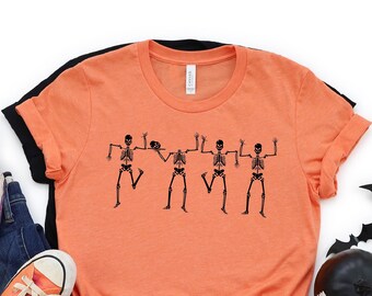 Dancing Skeleton Shirt, Happy Halloween T-shirt, Halloween Party Shirt, Skeleton Shirt, Skeleton Halloween Shirt, Fall T-shirt, Spooky Shirt