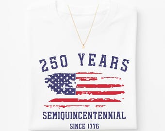 250 Years USA Shirt, American Semiquincentennial T-Shirt, Patriotic 1776 Tee, Distressed Flag Shirt, America 250th Birthday Gift, July 4th
