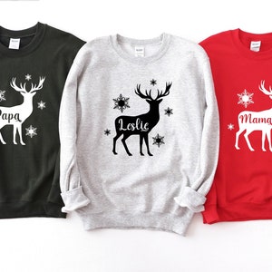 Sweat-shirts de Noël personnalisés pour rennes, sweats à capuche de renne de famille, chandails de cerf de Noël en famille, sweats à capuche de cerf de famille personnalisés, cadeaux de Noël