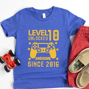 Camiseta de décimo cumpleaños, camiseta de cumpleaños para niños gamer, camiseta de cumpleaños para niños, camiseta de décimo cumpleaños para niños, camiseta de décimo cumpleaños para niñas, camisetas con temática gamer