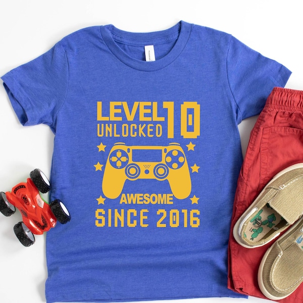 Camiseta de décimo cumpleaños, camiseta de cumpleaños para niños gamer, camiseta de cumpleaños para niños, camiseta de décimo cumpleaños para niños, camiseta de décimo cumpleaños para niñas, camisetas con temática gamer