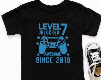 7th Birthday Shirt, Gamer Kid Birthday Shirt, Kids Birthday Shirts, Number Seven Shirt, Boys 7th Birthday Shirts, Girls 7th Birthday T-shirt