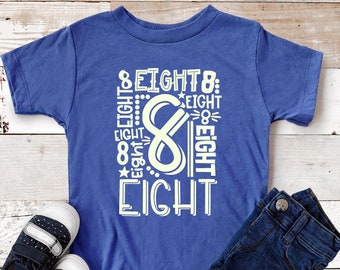 8th Birthday Shirt, Toddler Birthday, Kids Birthday Shirts, Number Eight Shirt, Boys 8th Birthday Shirt, Birthday Proposal, Birthday Gift