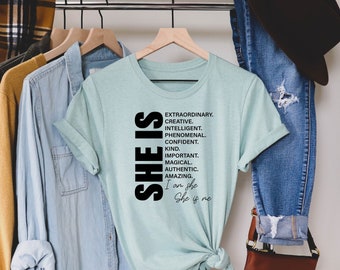 I Am She T-Shirts, Women Power Shirt, Girl Power Shirt, Inspirational Shirt, Feminist Shirt, Equal Rights, Empowered Women Shirt