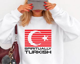 Spiritually Turkish Sweatshirt, Turkey Soccer Fan Tee, Minimalist Crescent Star Sweater, Football Supporter Gift, Turkish Pride